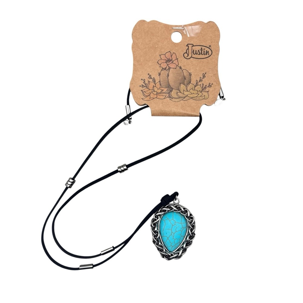 Justin Women's Teardrop Stone Turquoise Necklace